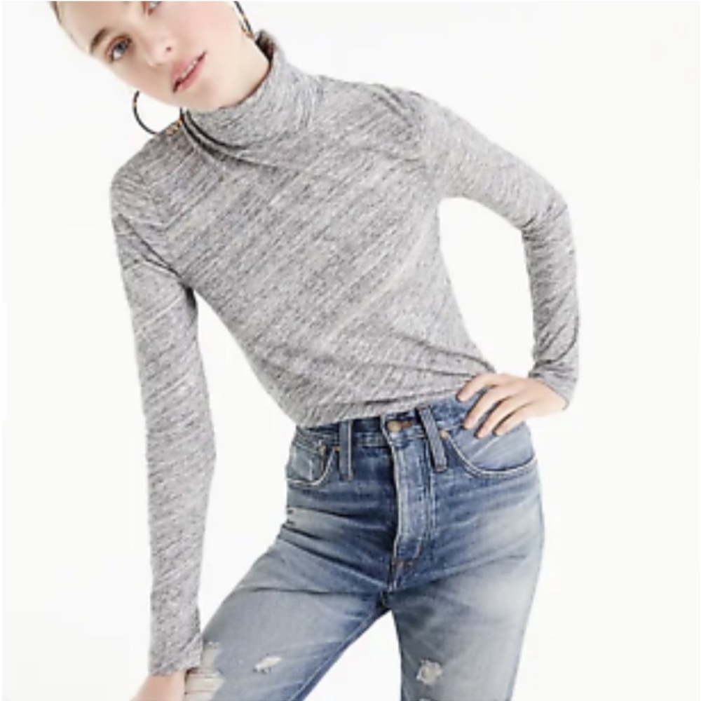 J. Crew Tissue Paper Heathered Gray Turtleneck Size XS